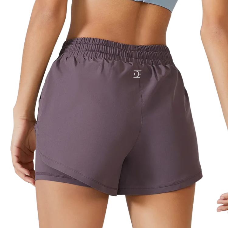 Short Esportivo Feminino Dupla Camada Com Bolso - RUNFLEX™